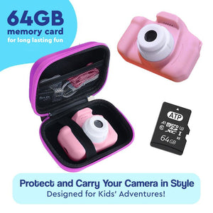 LittleLens Kids Camera with 64GB memory card and protective case for kids' adventures