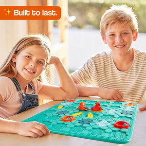 Build-A-Path Logic Puzzle with wind-up bulldozer and 118 challenge cards for STEM learning and spatial thinking
