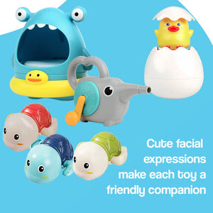 Ocean Adventure 4-in-1 Bath Play Bundle with light-up whale, foaming shark, surprise egg, and swimming turtles for kids' bath time fun