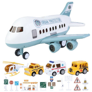 Little Hero Command Center 16-inch interactive jumbo airplane toy with lights, sounds, ramp launcher, and rescue vehicles for kids ages 2+