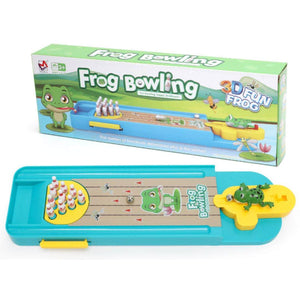Children playing with educational bowling and basketball game toy promoting active learning and coordination