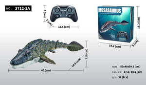Remote Control Mosasaurus toy boat with lights and water spray for kids aged 4-6 years