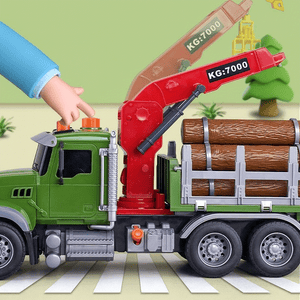 Oversized Timber Transport Toy Truck with Crane