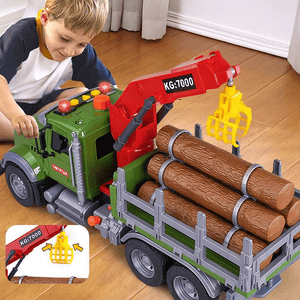 Oversized Timber Transport Toy Truck with Crane