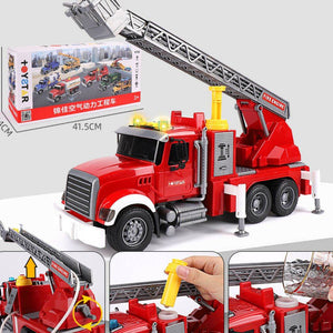 Oversized timber transport toy truck with crane and lights for kids aged 4-6