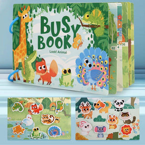 Early Education Busy Book with colorful interactive puzzles and reusable stickers for children aged 4-6 years