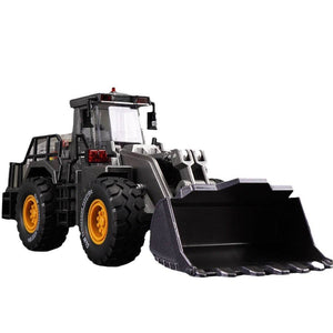 Alloy engineering vehicle toy set with loader, roller, forklift, and bulldozer for kids aged 4-6