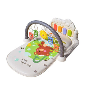 Baby Foot-Piano Fitness Rack with hanging rattles and soft play mat for newborns and toddlers