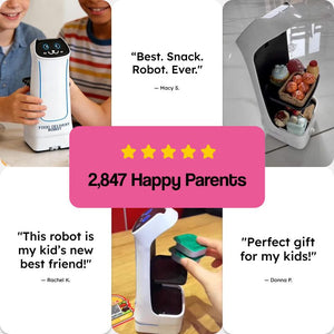 Delivery Robo-Kitty SnackBot toy with light-up cat-face and remote control carrying snacks