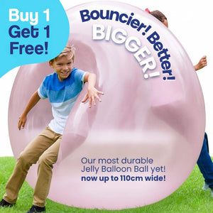 Kids playing outdoors with Giant Jelly Balloon Ball inflatable toy promoting active and cooperative play
