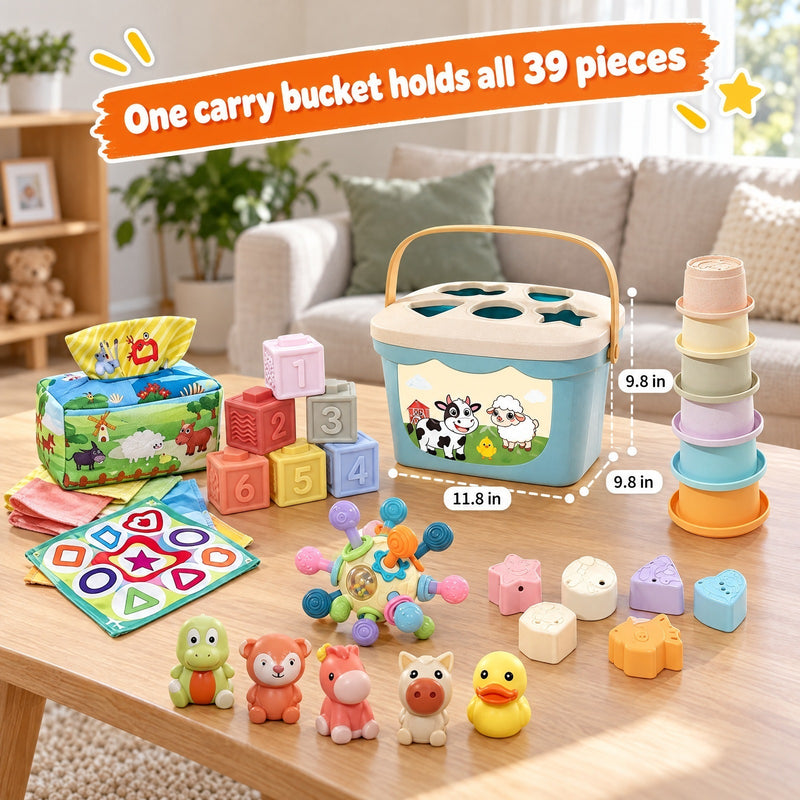 6-in-1 Soft Baby Learning Toy Set – gift idea for new parents and baby showers