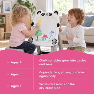 Foldable Double-Sided Kids Art Easel with Stool