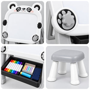 Foldable Double-Sided Kids Art Easel with Stool