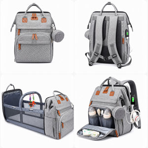 2-in-1 Baby Travel Bed & Diaper Bag Backpack