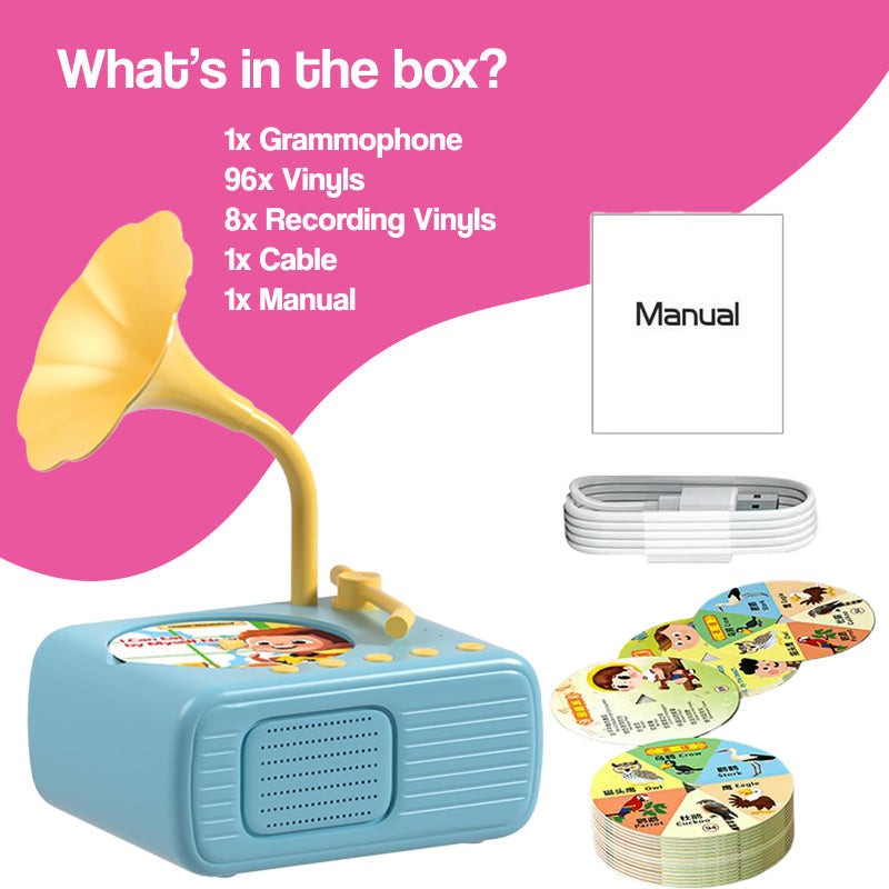 Smart Mini Phonograph with 96 Vinyls + Bluetooth