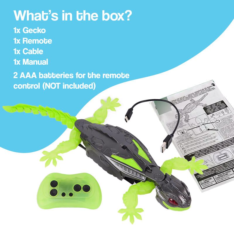 RC Robo-Lizard climbing wall and ceiling in a playful home setting