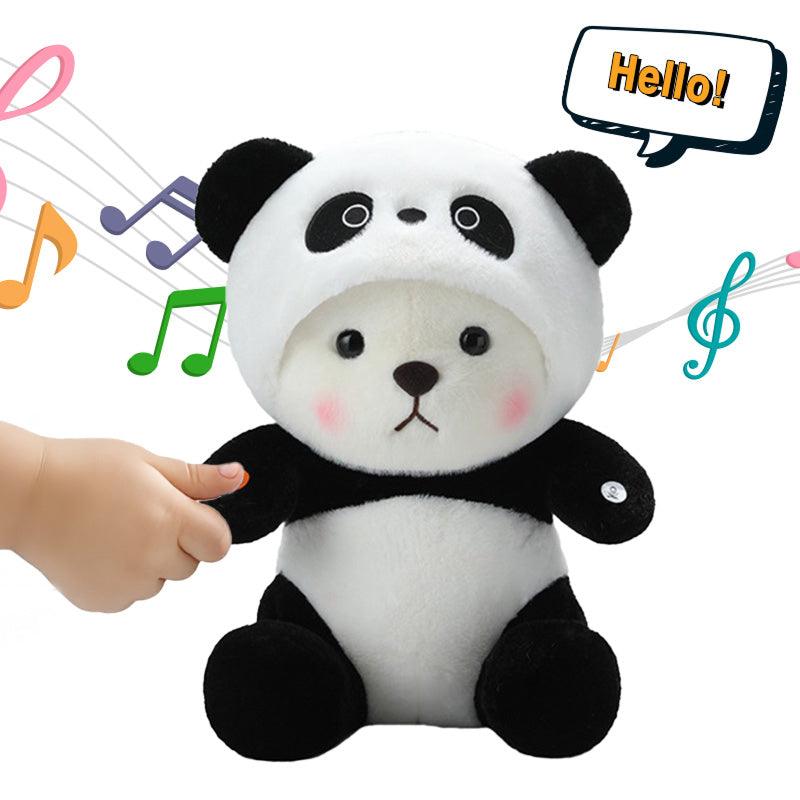 SmartChat AI Plushie panda toy with interactive AI voice features for STEM learning and bilingual chats.