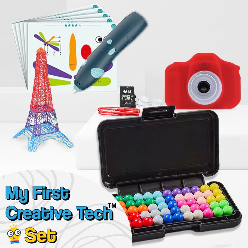 My First Creative Tech Set for 9-year-olds with 3D pen, brain-teaser puzzle, kids camera, and accessories for creative, screen-free play