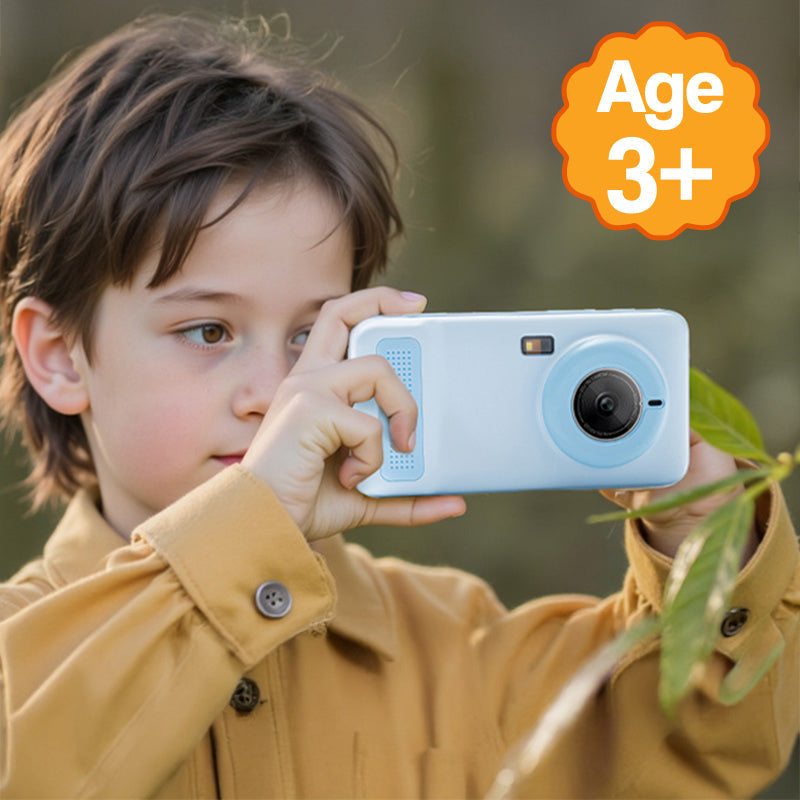 Child using ChatGPT Powered Smartphone with camera, designed for ages 3+, educational AI features, and safe screen for kids.