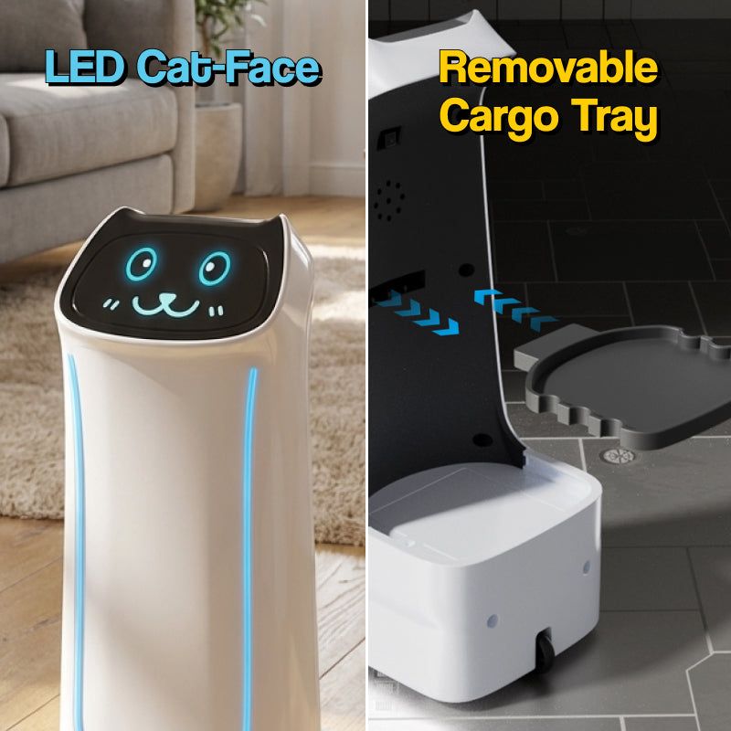 Delivery Robo-Kitty SnackBot rolling with light-up cat-face and remote control for kids ages 3+