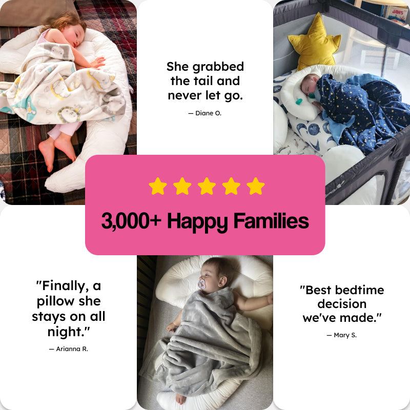 Little Moon Baby Pillow crescent-shaped soft cotton infant pillow with U-groove for ages 0-5