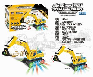 Electric Transparent Gear Excavator Toy with Sound and Light Effects