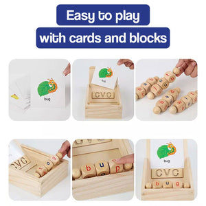 Wooden Rotation CVC Block Letters Teaching Toy