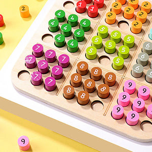 Wooden Sudoku Color and Number Memory Board