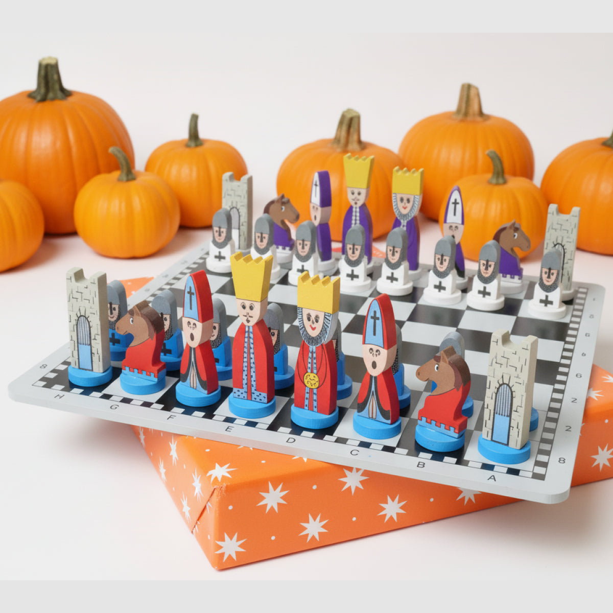 Educational Wooden Cartoon Chess Set - Halloween Collection