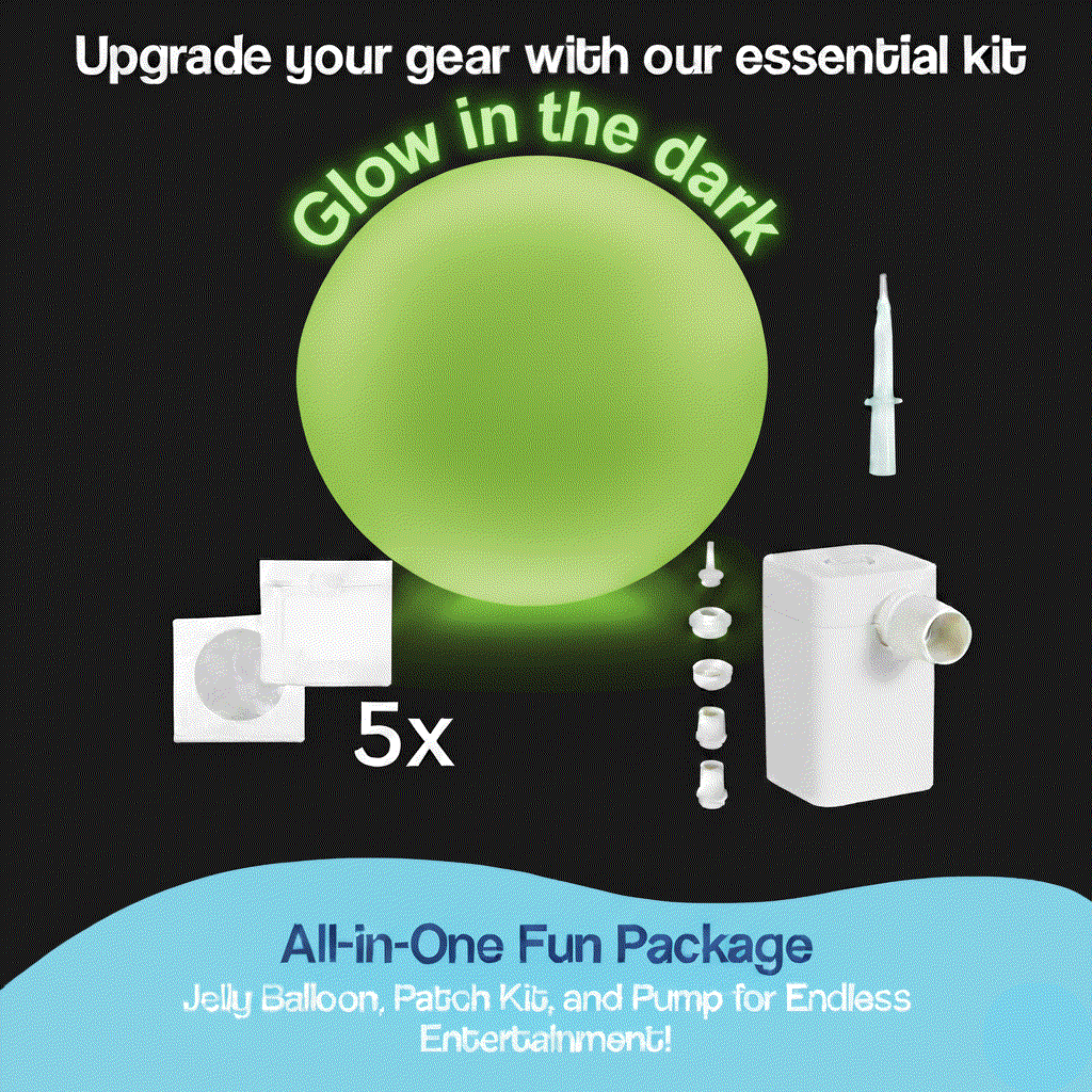 Giant Jelly Balloon Ball kit with pump, glow-in-the-dark balloon, and patch repair accessories for outdoor fun
