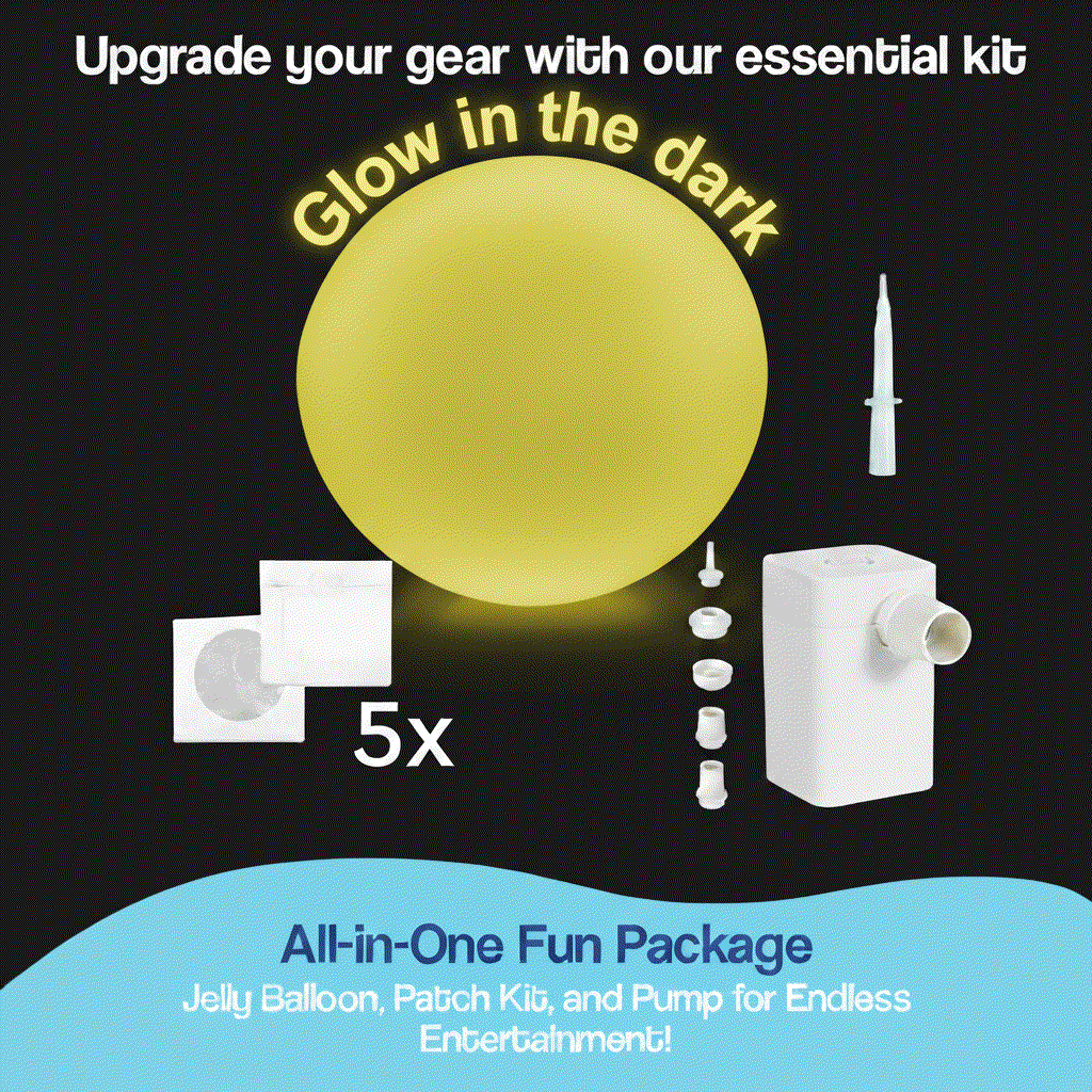 Giant Jelly Balloon Ball kit with glow in the dark balloon, patch kit, and pump for outdoor fun and play