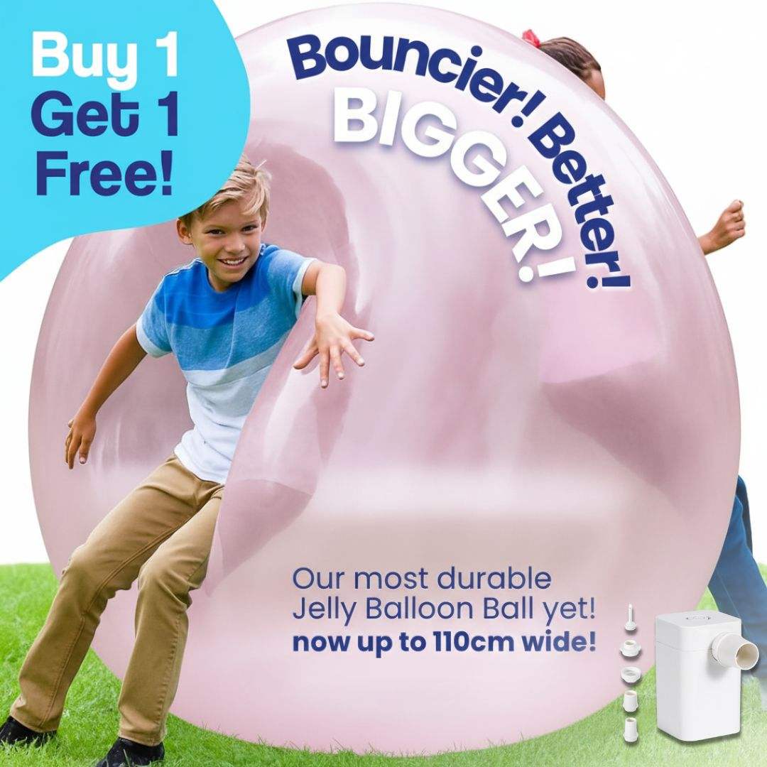 Kids playing with large durable Giant Jelly Balloon Ball outdoors buy 1 get 1 free promotion