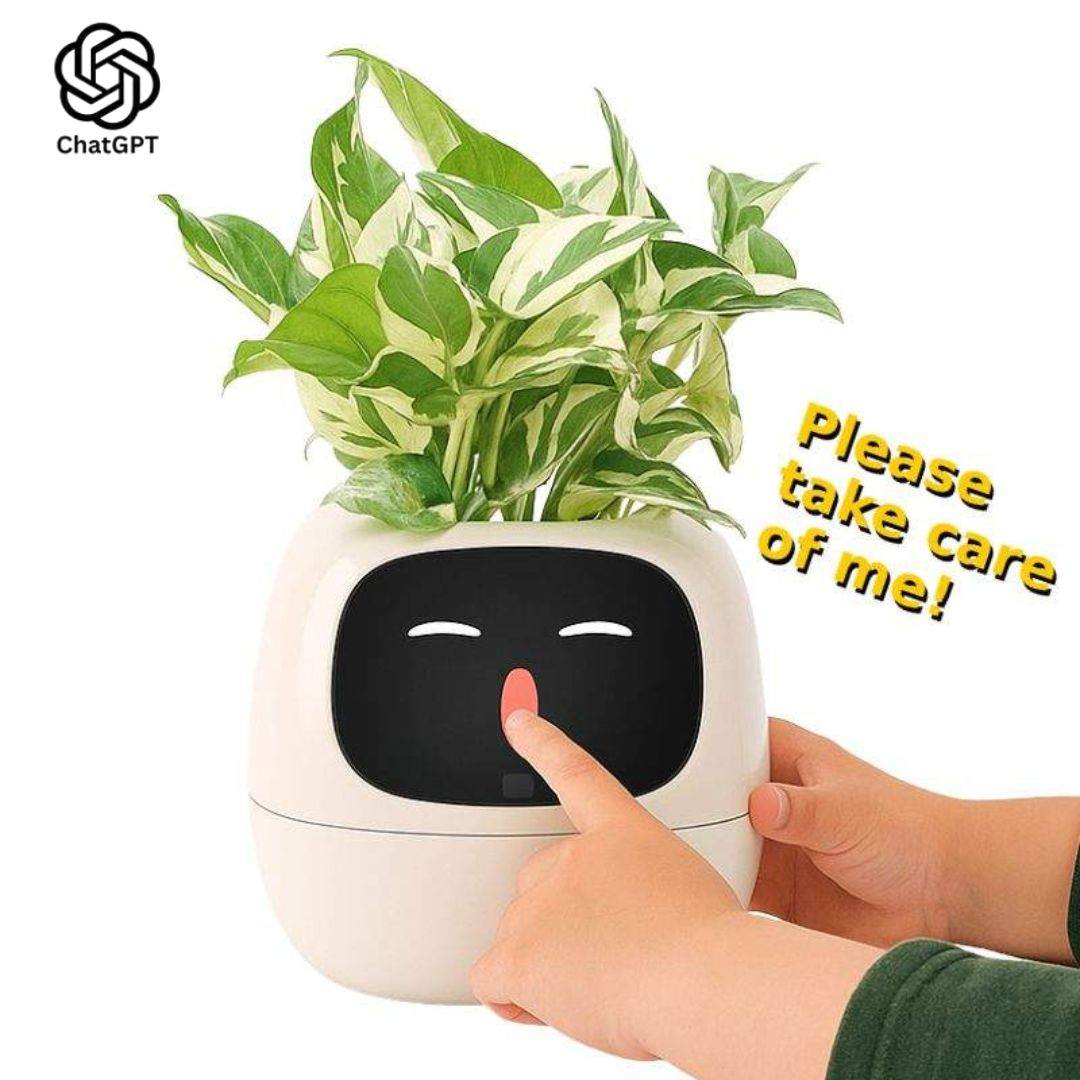 AI GrowBuddy Smart Plant Care System with interactive face and real-time plant monitoring for kids aged 6+