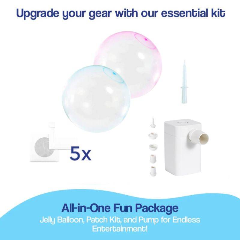 Giant Jelly Balloon Ball kit with two inflatable balls, patch kit, pump, and accessories for outdoor fun and play