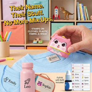 TinyStamper customized name stamp with waterproof ink for kids' belongings